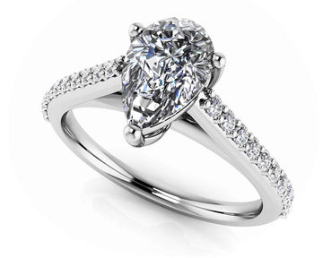 Splendid Pear Shaped Engagement Ring Lab-Grown Diamond  with 1.01 ct. (0.75 ct. center diamond)