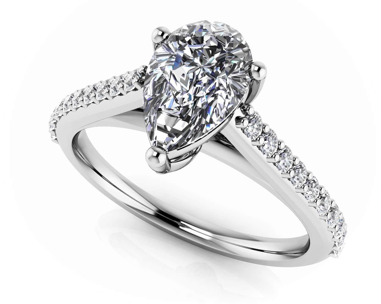 Splendid Pear Shaped Engagement Ring Lab-Grown Diamond  with 1.23 ct. (1.00 ct. center diamond)