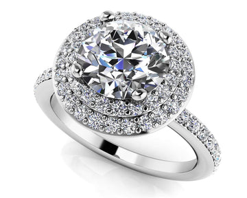 Luxurious Double Halo Diamond Engagement Ring Lab-Grown Diamond  with 1.22 ct. (0.75 ct. center diamond)