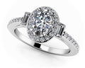 Luxurious Oval And Baguette Halo Diamond Ring Diamond  with 0.94 ct. (0.60 ct. center diamond)