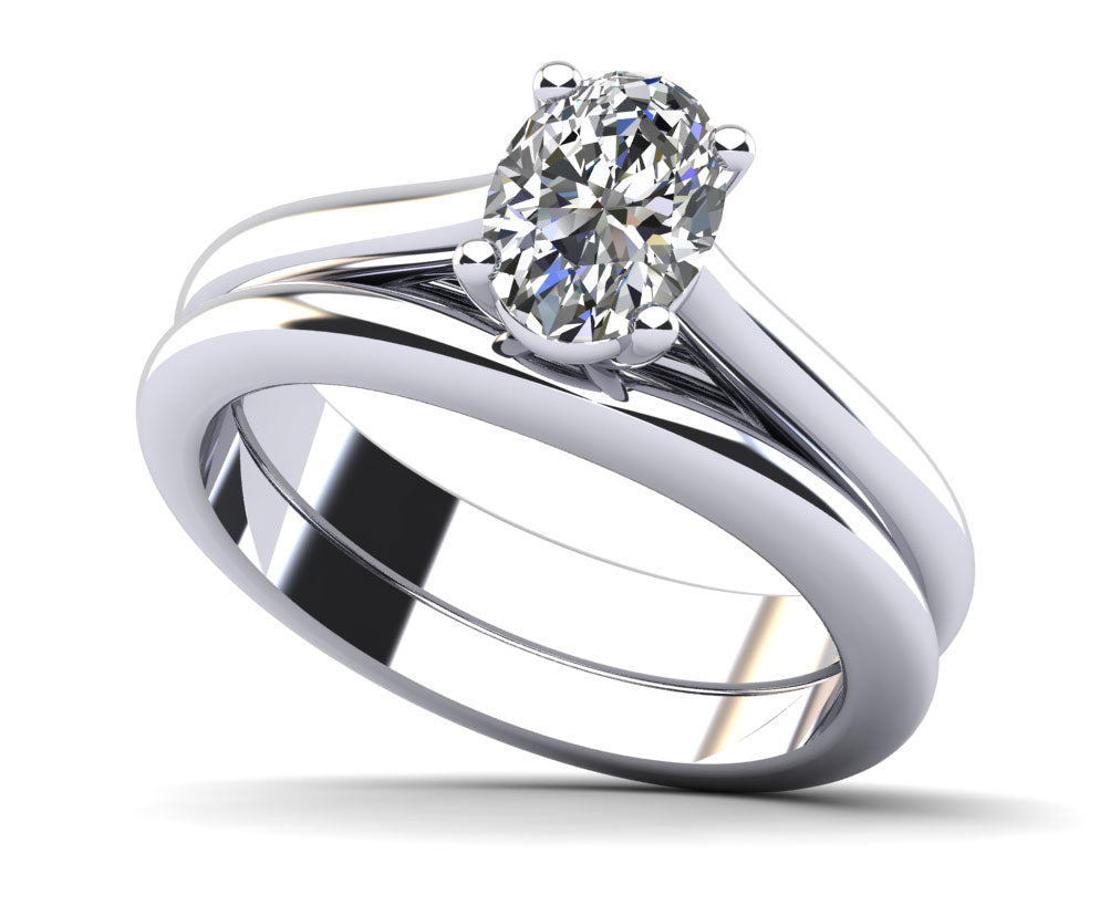 Elegant Oval Solitaire Bridal Set Lab-Grown Diamond  with 1.00 ct.(finished) 7x5.5mm