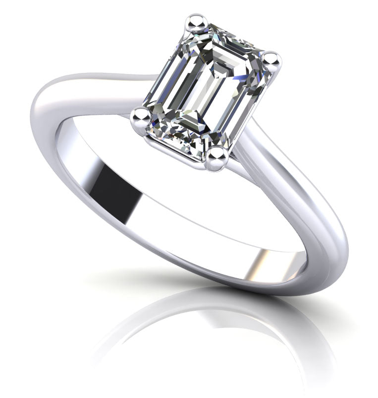 Emerald Cut Diamond Solitaire Engagement Ring Lab-Grown Diamond  with 0.75 ct.(finished) 6.5x4.5mm