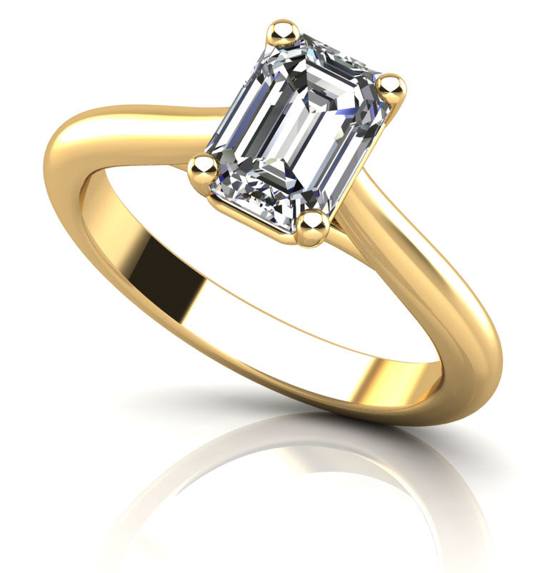 Emerald Cut Diamond Solitaire Engagement Ring Lab-Grown Diamond  with 0.75 ct.(finished) 6.5x4.5mm