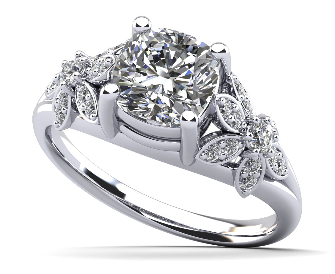 Flower Diamond Engagement Ring Diamond  with 0.65 ct. (0.50 ct. center diamond)