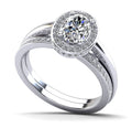 Oval Halo Matching Diamond Bridal Set Diamond  with 0.95 ct. (0.60 ct. center diamond)