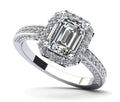 Emerald Cut Halo Diamond Engagement Ring Lab-Grown Diamond  with 1.63 ct. (1.00 ct. center diamond)