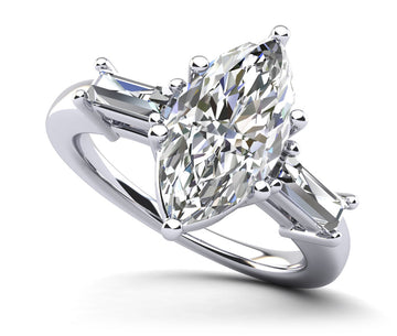 Marquise and Baguettes Diamond Engagement Ring Lab-Grown Diamond  with 0.70 ct. (0.50 ct. center diamond)