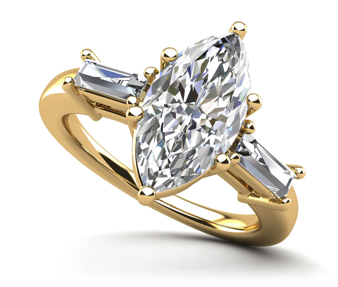 Marquise and Baguettes Diamond Engagement Ring Lab-Grown Diamond  with 0.70 ct. (0.50 ct. center diamond)