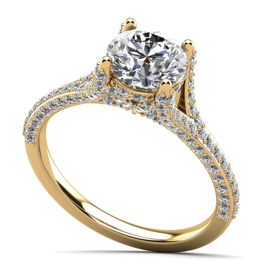 Vintage Crown Diamond Engagement Ring Lab-Grown Diamond  with 1.11 ct. (0.50 ct. center diamond)