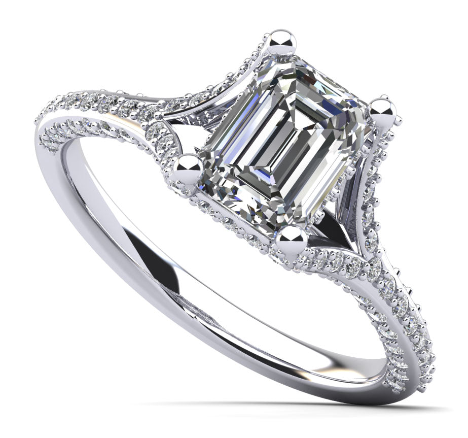 Emerald Cut Brilliance Diamond Engagement Ring Lab-Grown Diamond  with 1.42 ct. (0.70 ct. center diamond)