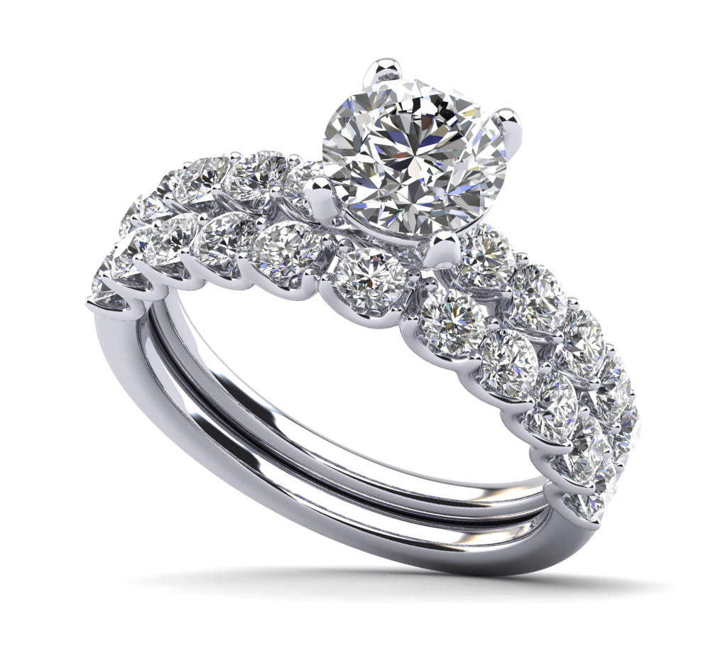 Sparkle Brilliant Round Diamond Bridal Set Diamond  with 2.59 ct. (1.25 ct. center diamond)