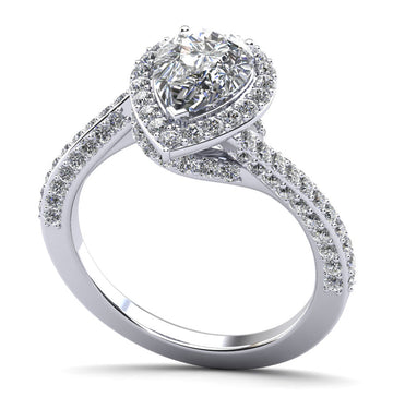 Exquisite Pear Shaped Halo Diamond Engagement Ring Diamond  with 2.55 ct. (1.60 ct. center diamond)