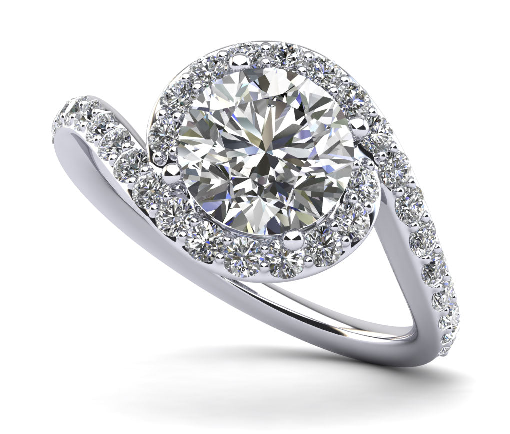 Swirl Halo Diamond Engagement Ring Lab-Grown Diamond  with 0.95 ct. (0.50 ct. center diamond)