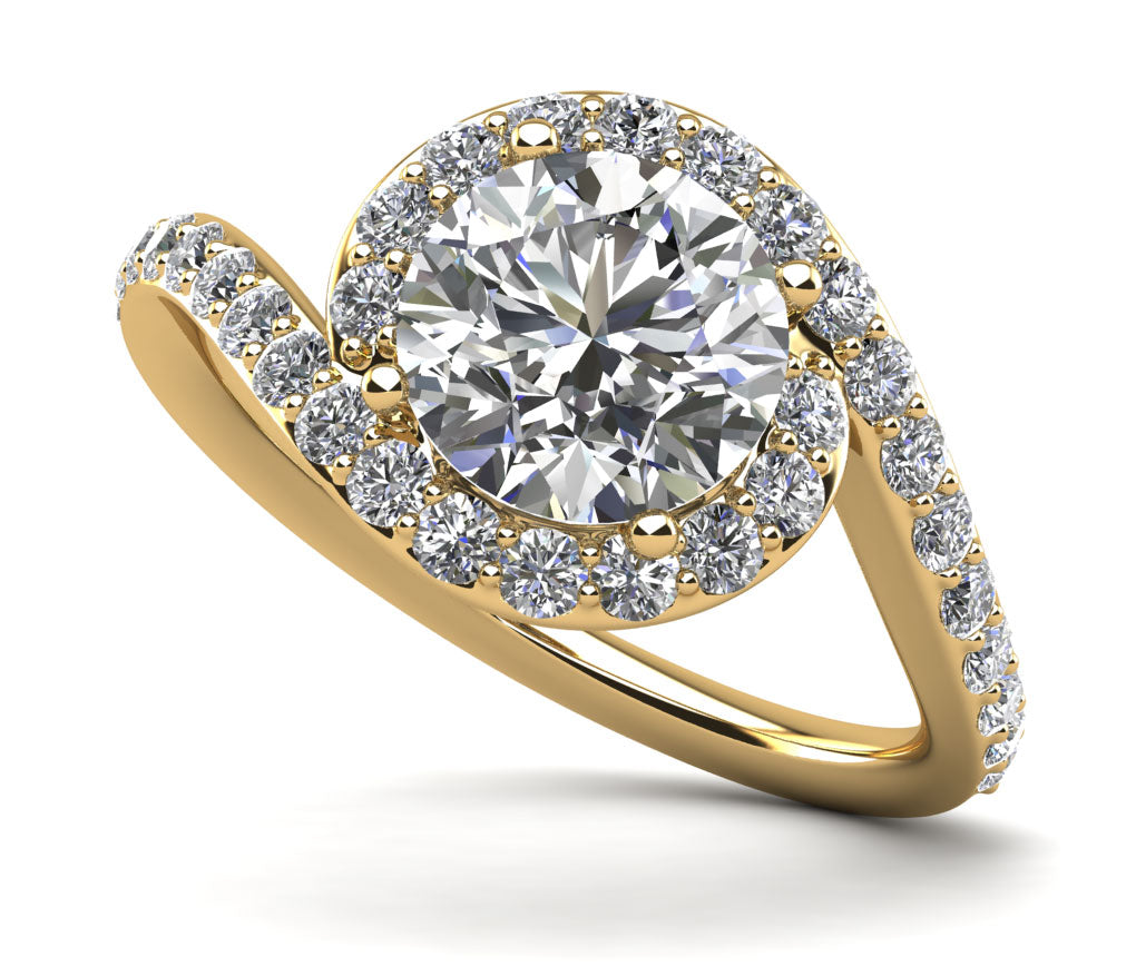 Swirl Halo Diamond Engagement Ring Lab-Grown Diamond  with 0.95 ct. (0.50 ct. center diamond)