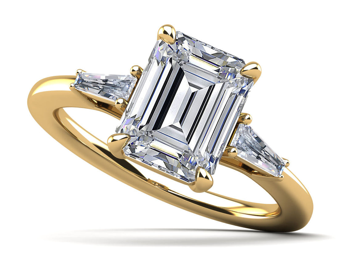 Brilliant Emerald Cut And Baguette Ring Lab-Grown Diamond  with 1.14 ct. (1.00 ct. center diamond)