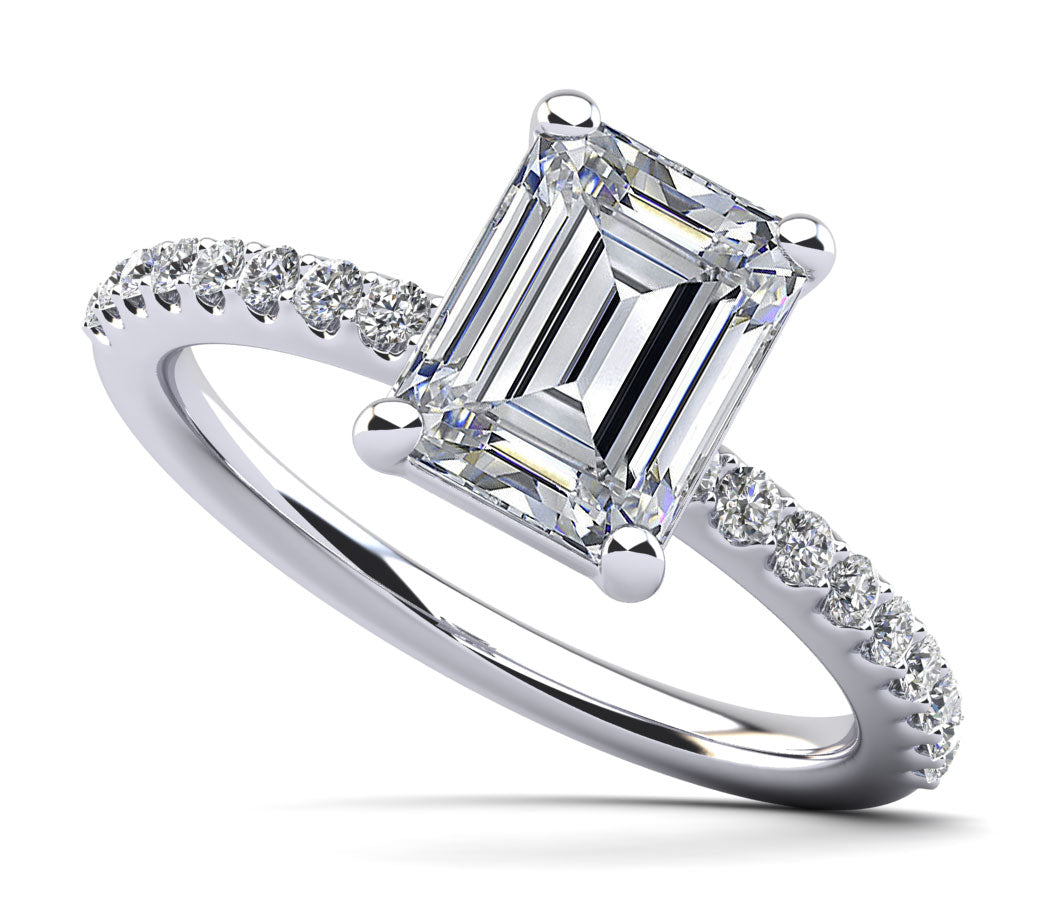 Enchanting Emerald Cut Diamond Engagement Ring Lab-Grown Diamond  with 0.97 ct. (0.70 ct. center diamond)