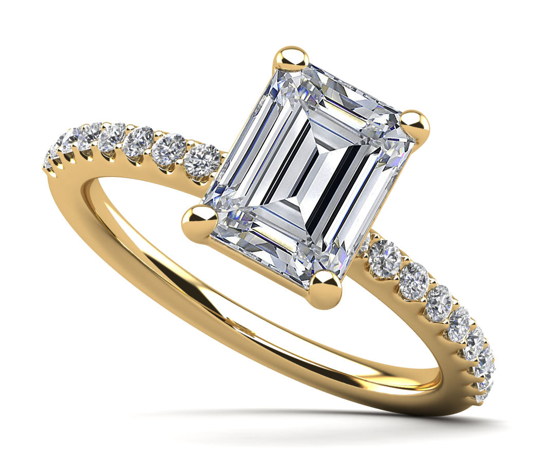 Enchanting Emerald Cut Diamond Engagement Ring Lab-Grown Diamond  with 0.97 ct. (0.70 ct. center diamond)