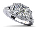 Princess and Baguettes Halo Engagement Ring Lab-Grown Diamond  with 0.94 ct. (0.50 ct. center diamond)