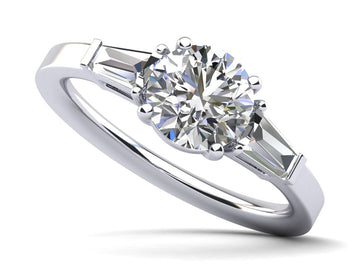 Three Stone Round And Baguette Engagement Ring Lab-Grown Diamond  with 0.80 ct. (0.50 ct. center diamond)