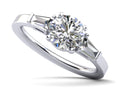 Three Stone Round And Baguette Engagement Ring Lab-Grown Diamond  with 2.20 ct. (1.50 ct. center diamond)