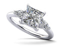 Three Stone Princess and Pear Engagement Ring Lab-Grown Diamond  with 1.92 ct. (1.50 ct. center diamond)