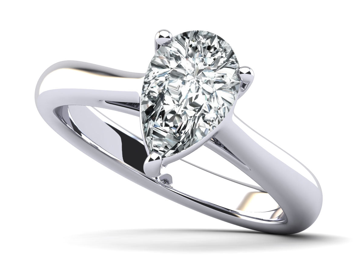 Solitaire Pear Shape Diamond Engagement Ring Diamond  with 0.50 ct.(finished) 7x4.5mm