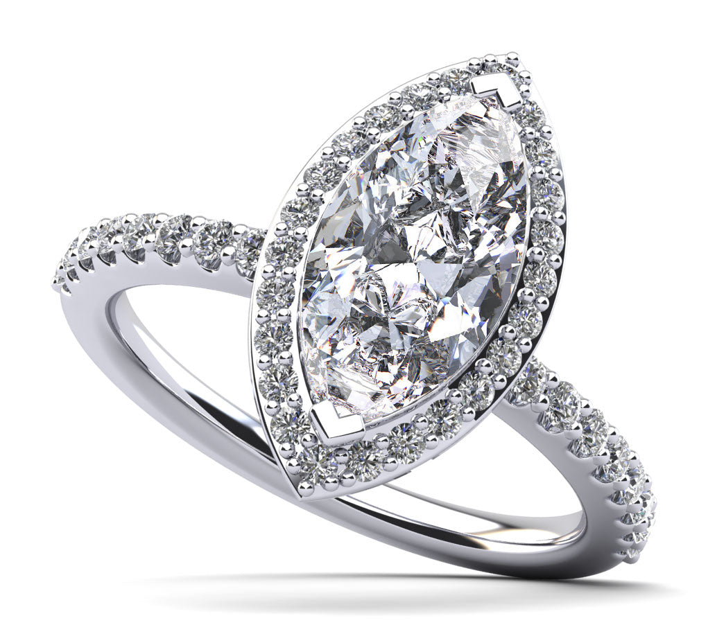 Halo Marquise Diamond Engagement Ring Diamond  with 0.91 ct. (0.50 ct. center diamond)