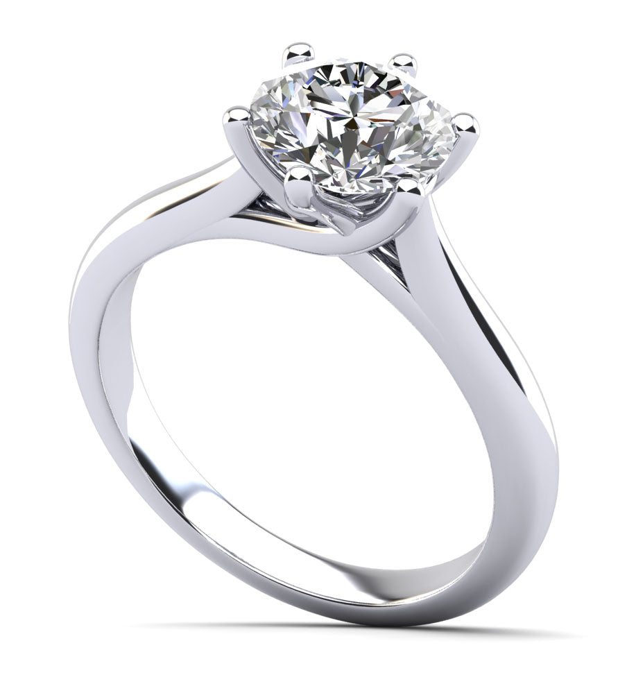 Six Curved Prongs Solitaire Diamond Engagement Ring Lab-Grown Diamond  with 0.50 ct.(finished) 5mm