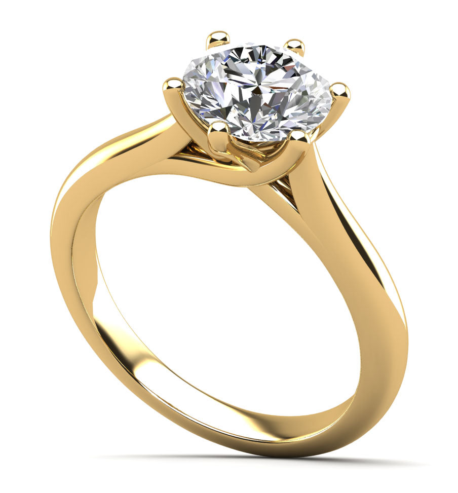 Six Curved Prongs Solitaire Diamond Engagement Ring Lab-Grown Diamond  with 0.50 ct.(finished) 5mm