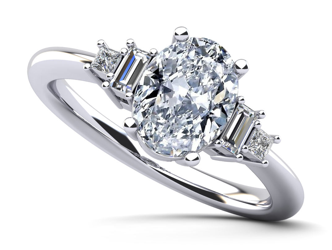 Mixed Shapes Five Stone Engagement Ring Lab-Grown Diamond  with 2.17 ct. (2.00 ct. center diamond)