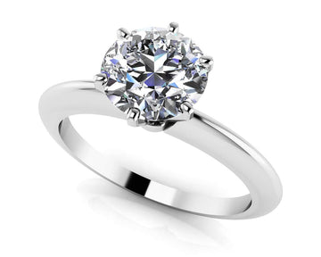 Six Prong Round Diamond Solitaire Ring Diamond  with 0.50 ct.(finished) 5mm