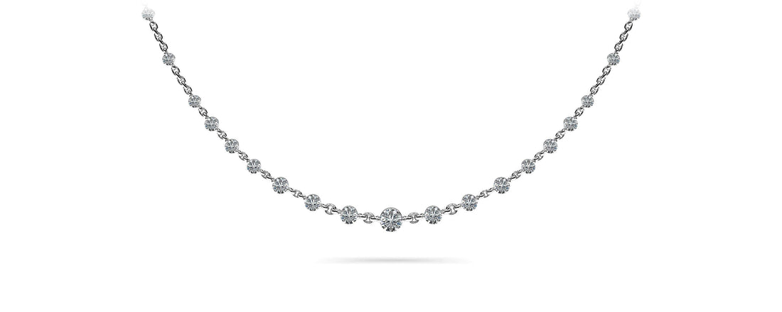 Graduated Diamond And Chain Link Necklace Lab-Grown Diamond  with 4.05 ct.(finished) 3.5mm, 4mm, 4.5mm