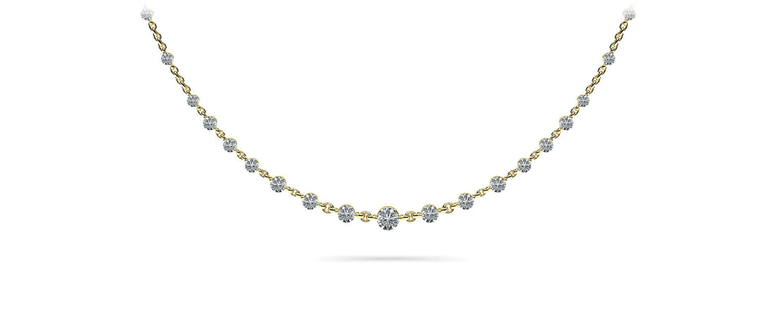 Graduated Diamond And Chain Link Necklace Lab-Grown Diamond  with 4.05 ct.(finished) 3.5mm, 4mm, 4.5mm