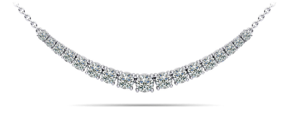 Classic Graduated Tennis Necklace With Chain Diamond  with 2.97 ct.(finished)