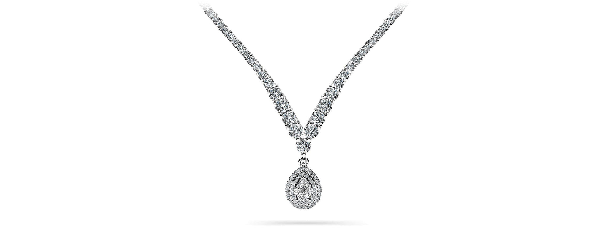 4 Prong Double Strand V Drop Diamond Necklace Lab-Grown Diamond  with 13.12 ct.(finished)