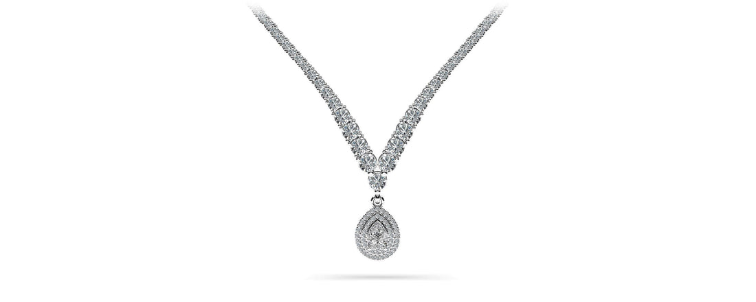 4 Prong Double Strand V Drop Diamond Necklace Lab-Grown Diamond  with 13.12 ct.(finished)