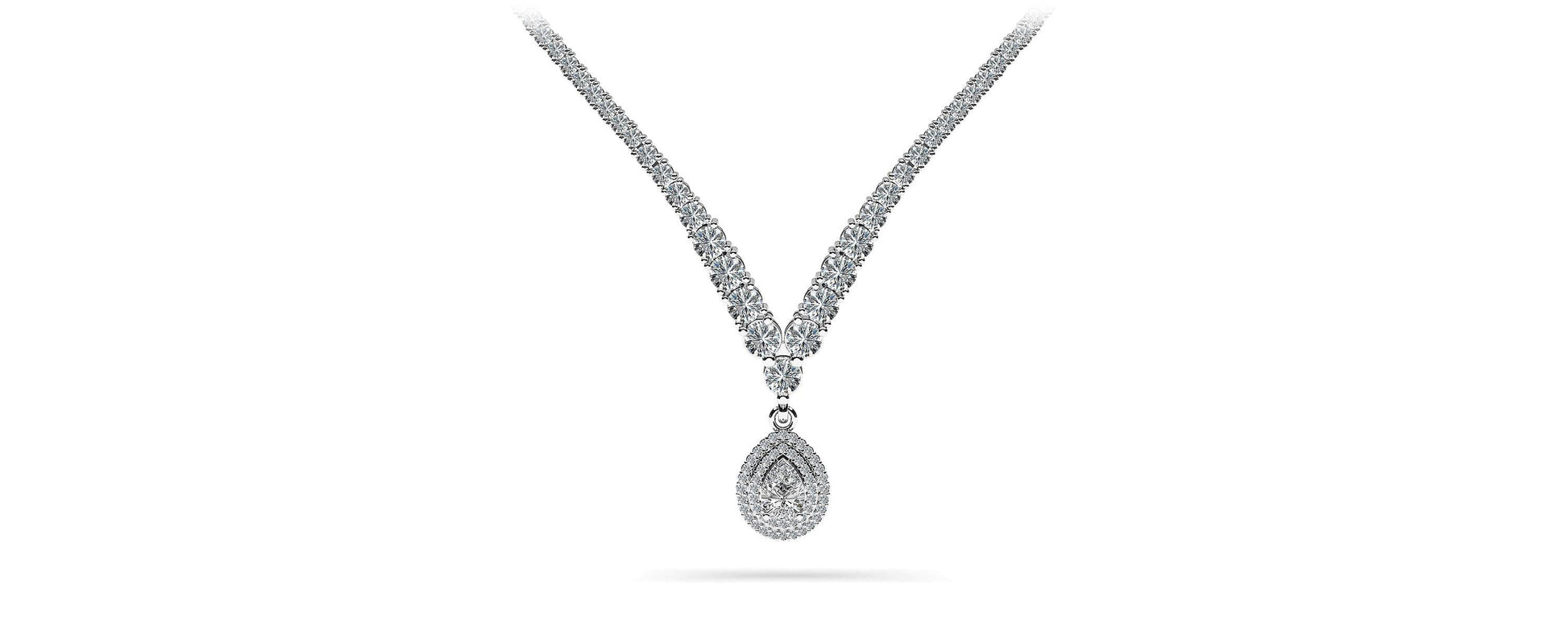 4 Prong Double Strand V Drop Diamond Necklace Lab-Grown Diamond  with 13.12 ct.(finished)