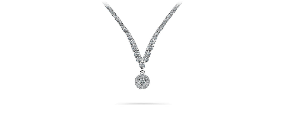 Remarkable Plunging V Neck Diamond Necklace Lab-Grown Diamond  with 8.75 ct.(finished)