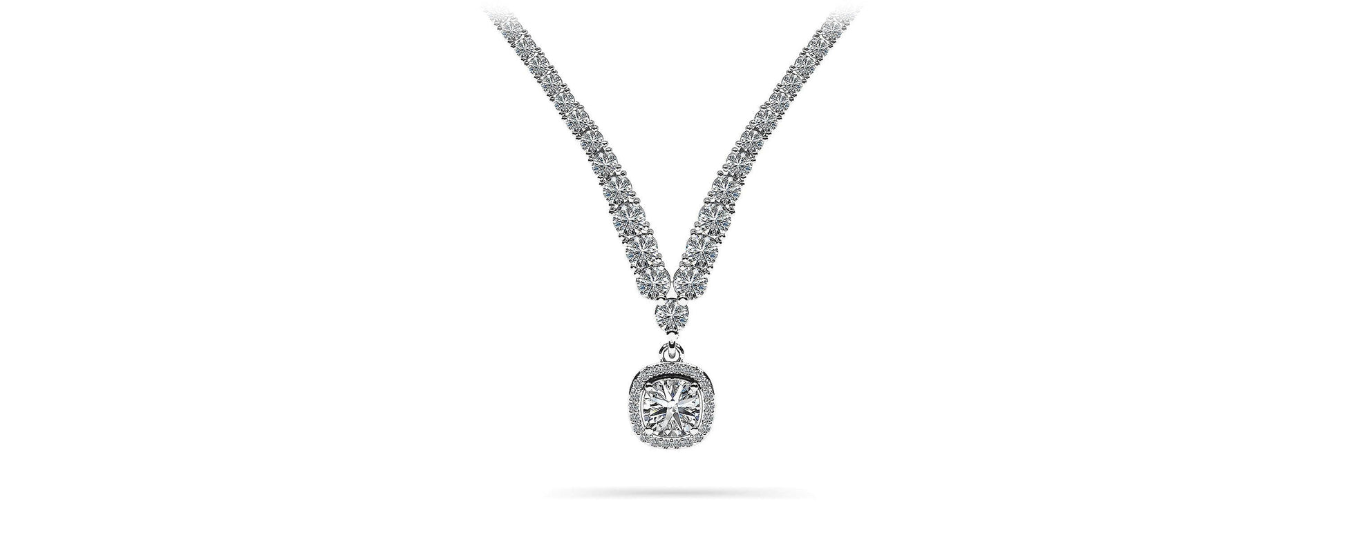 Ravishing Cushion Cut 4 Prong V Necklace Lab-Grown Diamond  with 10.64 ct.(finished)