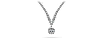 Ravishing Cushion Cut 4 Prong V Necklace Lab-Grown Diamond  with 10.64 ct.(finished)