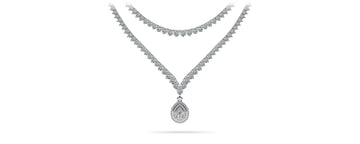 3 Prong Double Strand V Drop Diamond Necklace Lab-Grown Diamond  with 14.64 ct.(finished)