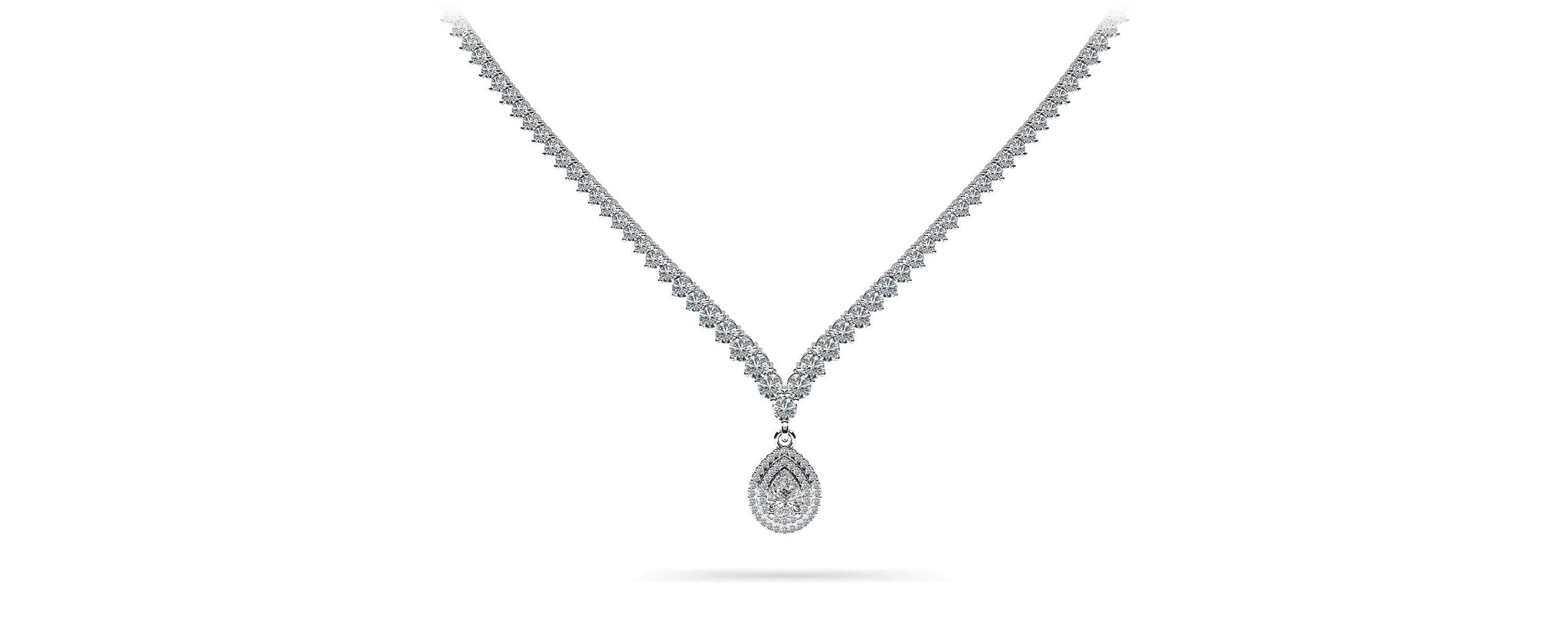 3 Prong Graduated V Diamond Necklace Lab-Grown Diamond  with 9.54 ct.(finished)