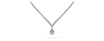 3 Prong Graduated V Diamond Necklace Lab-Grown Diamond  with 9.54 ct.(finished)