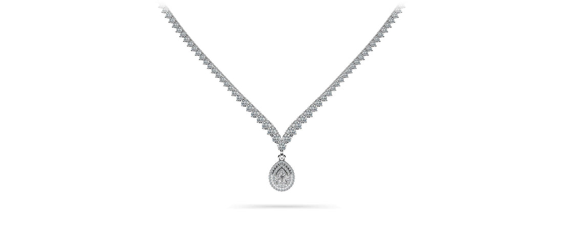 3 Prong Graduated V Diamond Necklace Lab-Grown Diamond  with 11.06 ct.(finished)