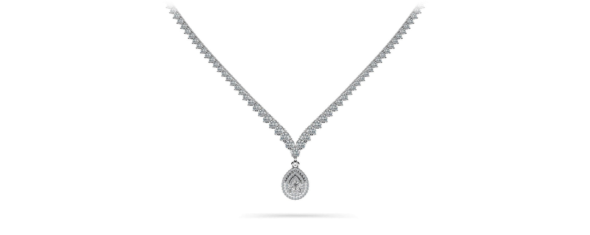 3 Prong Graduated V Diamond Necklace Lab-Grown Diamond  with 11.06 ct.(finished)