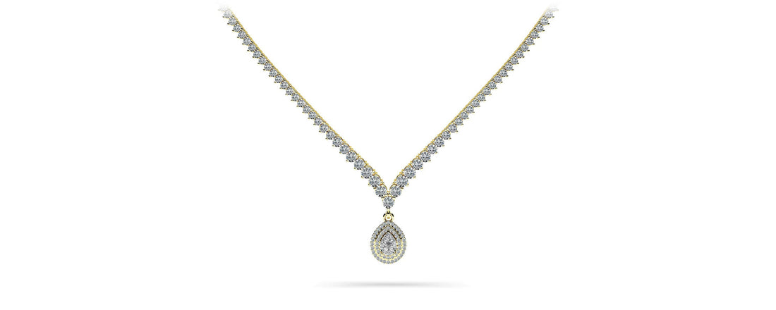 3 Prong Graduated V Diamond Necklace Lab-Grown Diamond  with 9.54 ct.(finished)