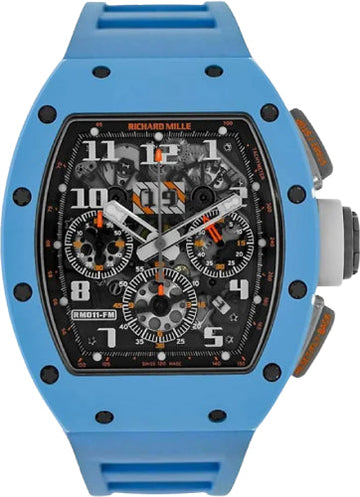 Richard Mille Chronograph RM11-FM Felipe Massa Baby Blue Ceramic 50mm Openworked Dial