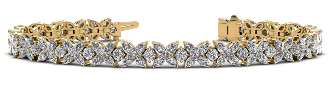 Flowers of Marquise Diamond Tennis Diamond Bracelet with 12.10 ct.(finished) 4x2mm, 2.8mm - Luxury Time NYC