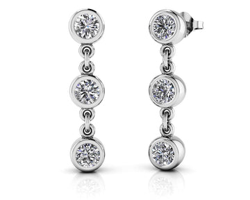 Six Stone Diamond Drop Earrings Lab-Grown Diamond  with 1.50 ct.(finished) 4mm