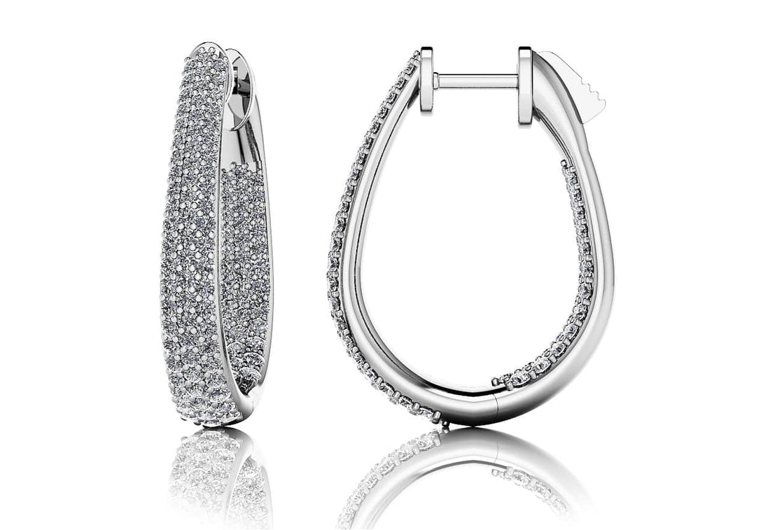 Ravishing Diamond Oval Earrings Lab-Grown Diamond  with 1.55 ct.(finished) 1mm, 1.2mm, 1.4mm